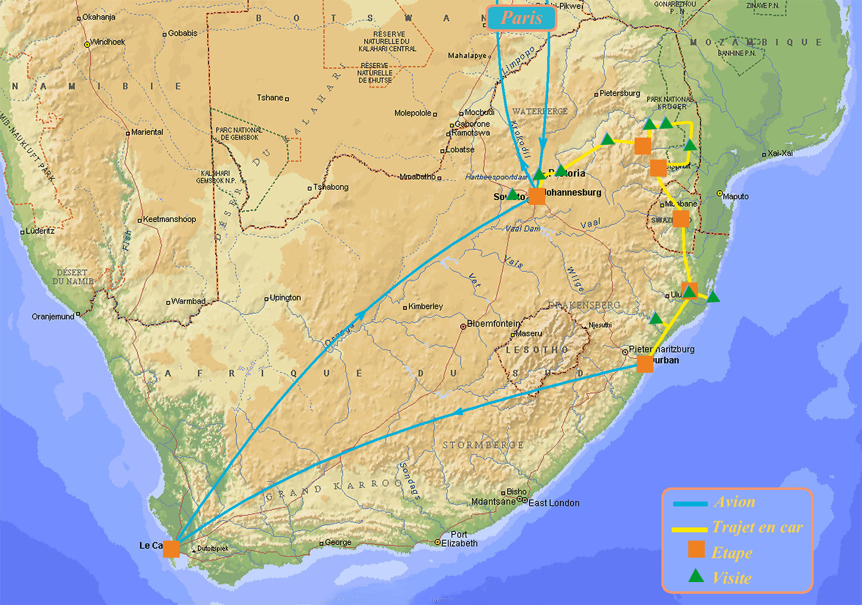 Carte Afrique du Sud